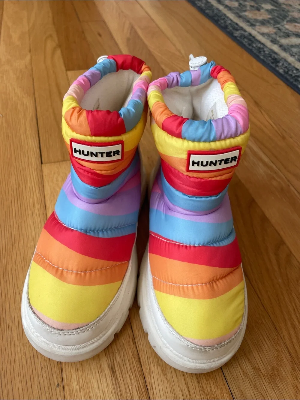 Hunter Kids Rainbow Puffer Snow Boots - Red, Yellow, Blue, Purple, Orange